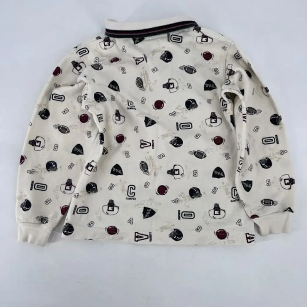 OshKosh B'gosh Kids Vintage Sweatshirt Boys Henley Sports Game‎ White 7